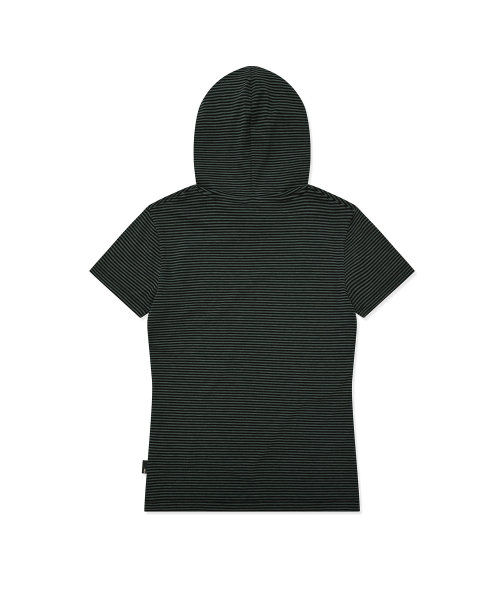 BROWNBREATH(ブラウンブレス)の「W TAG STRIPE SHORT SLEEVE HOODIE - GREEN(パーカー・レディース・その他・SMALL/MEDIUM)」の2枚目の写真