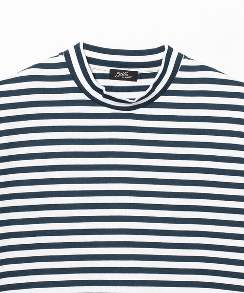 BRILLA per il gusto（ブリッラペルイルグースト）の「コットン ハイネック ボーダーTシャツ（Tシャツ/カットソー・メンズ・ブラック/ネイビー・LARGE/MEDIUM/X-LARGE）」の7枚目の写真