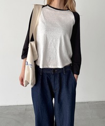 Lakey Park ラグラン配色7分袖Tシャツ
