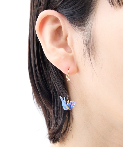 gargle(ガーグル)の「gargle ガーグル:和・JAPANシリーズ 和紙つる 折り鶴 ピアス(ピアス(両耳用)・レディース・レッド/ブラック/ブルー・FREE)」の10枚目の写真