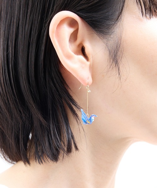 gargle(ガーグル)の「gargle ガーグル:和・JAPANシリーズ 和紙つる 折り鶴 ピアス(ピアス(両耳用)・レディース・レッド/ブラック/ブルー・FREE)」の9枚目の写真