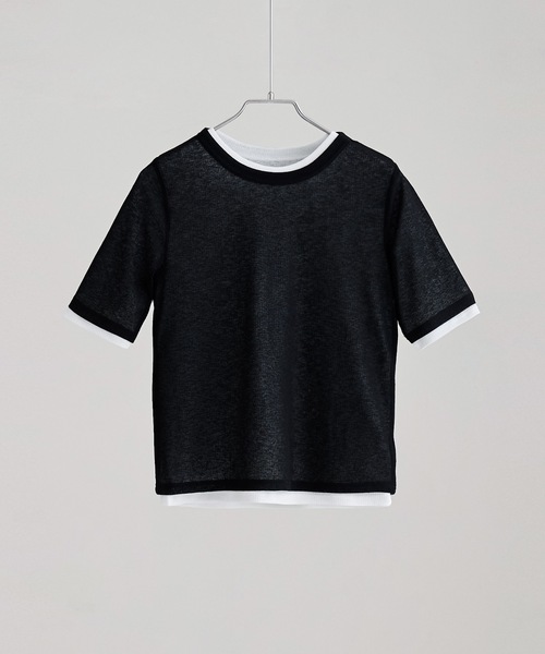 etoll.(エトル)の「2ピースリブシアーレイヤードトップス(Tシャツ/カットソー・レディース・チャコール/オフホワイト/ブラック/イエロー・M)」の15枚目の写真
