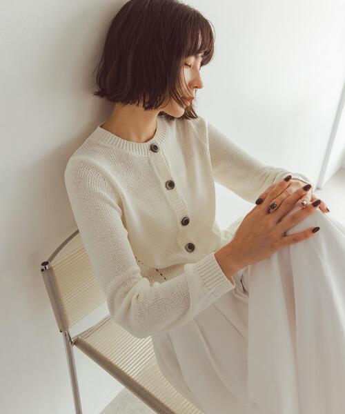 NAVYNAVY（ネイビーネイビー）の「【サマー・ライフパフォーマンス向上】麻混ニットカーデ（カーディガン/ボレロ・レディース・レッド/オフホワイト/ブルー・ﾌﾘ-）」の2枚目の写真
