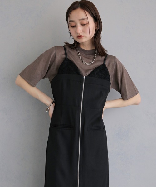 &g'aime(アンジェム)の「【&g'aime 】レイヤードジップアップワンピース Layered Zip-Up Dress(ワンピース・レディース・チャコールグレー/ブラック・FREE)」の9枚目の写真