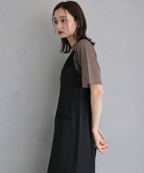 &g'aime(アンジェム)の「【&g'aime 】レイヤードジップアップワンピース Layered Zip-Up Dress(ワンピース・レディース・チャコールグレー/ブラック・FREE)」の11枚目の写真
