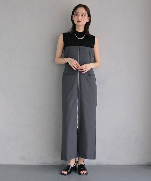 &g'aime(アンジェム)の「【&g'aime 】レイヤードジップアップワンピース Layered Zip-Up Dress(ワンピース・レディース・チャコールグレー/ブラック・FREE)」の15枚目の写真