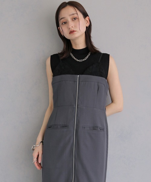 &g'aime(アンジェム)の「【&g'aime 】レイヤードジップアップワンピース Layered Zip-Up Dress(ワンピース・レディース・チャコールグレー/ブラック・FREE)」の21枚目の写真