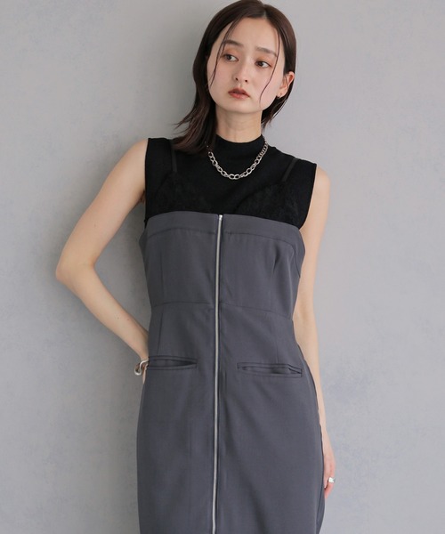 &g'aime(アンジェム)の「【&g'aime 】レイヤードジップアップワンピース Layered Zip-Up Dress(ワンピース・レディース・チャコールグレー/ブラック・FREE)」の22枚目の写真