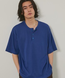 ハニカムサーマル ヘンリーネック オーバーサイズ半袖Tシャツ
