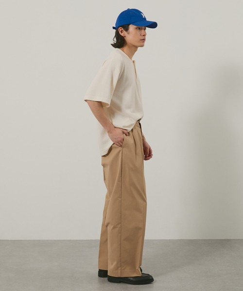 EMMA CLOTHES（エマクローズ）の「ハニカムサーマル ヘンリーネック オーバーサイズ半袖Tシャツ（Tシャツ/カットソー・メンズ・ブルー/ブラック/オフホワイト/バーガンディー・L/M）」の10枚目の写真