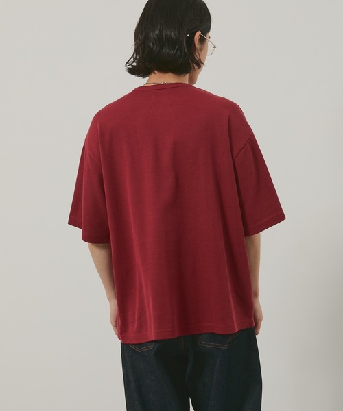 EMMA CLOTHES（エマクローズ）の「ハニカムサーマル ヘンリーネック オーバーサイズ半袖Tシャツ（Tシャツ/カットソー・メンズ・ブルー/ブラック/オフホワイト/バーガンディー・L/M）」の22枚目の写真