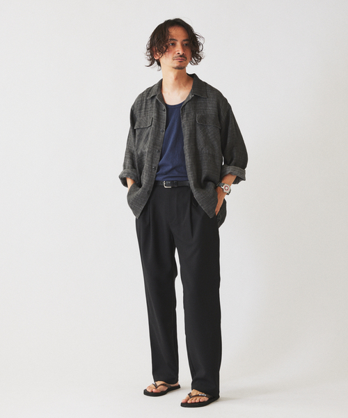 JOURNAL STANDARD relume(ジャーナルスタンダード レリューム)の「リネン ドビー フェードプリント シャツ(シャツ/ブラウス・メンズ・カーキ/ブラック系その他/サックスブルー・MEDIUM/LARGE)」の4枚目の写真