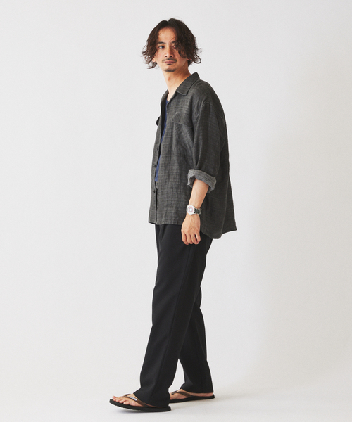 JOURNAL STANDARD relume(ジャーナルスタンダード レリューム)の「リネン ドビー フェードプリント シャツ(シャツ/ブラウス・メンズ・カーキ/ブラック系その他/サックスブルー・MEDIUM/LARGE)」の7枚目の写真