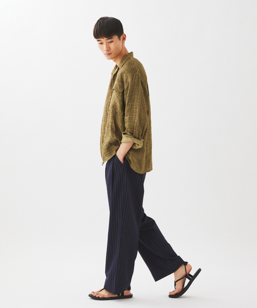 JOURNAL STANDARD relume(ジャーナルスタンダード レリューム)の「リネン ドビー フェードプリント シャツ(シャツ/ブラウス・メンズ・カーキ/ブラック系その他/サックスブルー・MEDIUM/LARGE)」の12枚目の写真