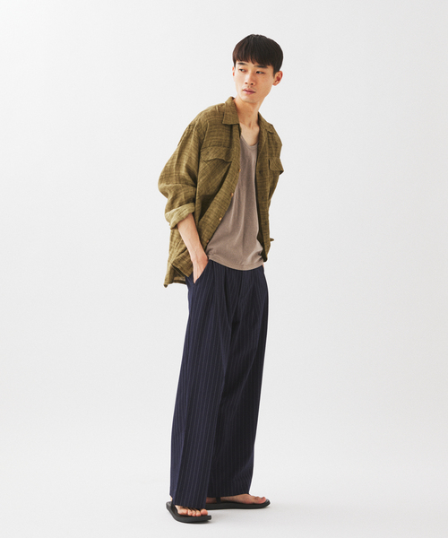 JOURNAL STANDARD relume(ジャーナルスタンダード レリューム)の「リネン ドビー フェードプリント シャツ(シャツ/ブラウス・メンズ・カーキ/ブラック系その他/サックスブルー・MEDIUM/LARGE)」の13枚目の写真