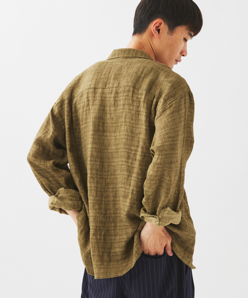 JOURNAL STANDARD relume(ジャーナルスタンダード レリューム)の「リネン ドビー フェードプリント シャツ(シャツ/ブラウス・メンズ・カーキ/ブラック系その他/サックスブルー・MEDIUM/LARGE)」の15枚目の写真