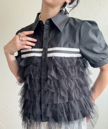 ラインフリルシャツ半袖