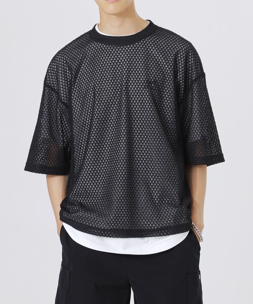 LOVELESS(ラブレス)の「ラティスレースプルオーバー(Tシャツ/カットソー・メンズ・ブラック/ライトグレー・L/M)」の4枚目の写真