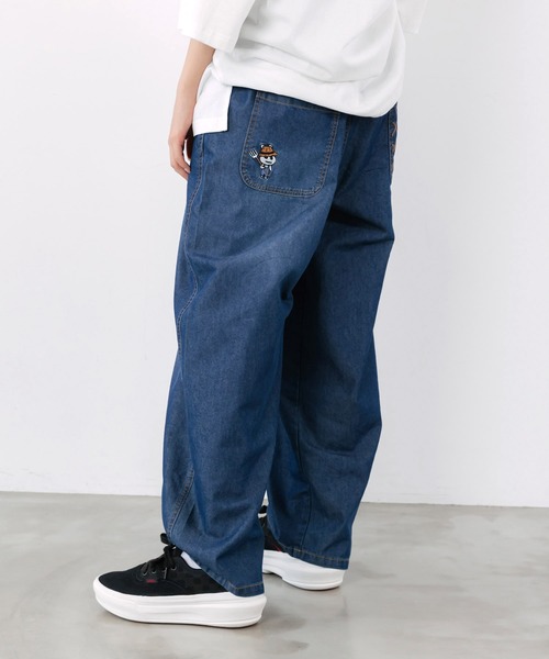 ScoLar(スカラー)の「362121:虚無ウサギ&かご入り大根刺繍 冷感デニムパンツ(デニムパンツ・レディース・ネイビー/サックスブルー・M)」の17枚目の写真