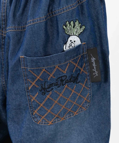 ScoLar(スカラー)の「362121:虚無ウサギ&かご入り大根刺繍 冷感デニムパンツ(デニムパンツ・レディース・ネイビー/サックスブルー・M)」の19枚目の写真