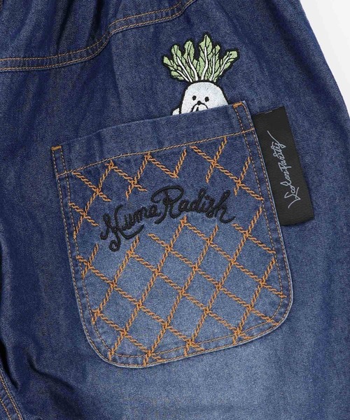 ScoLar(スカラー)の「362121:虚無ウサギ&かご入り大根刺繍 冷感デニムパンツ(デニムパンツ・レディース・ネイビー/サックスブルー・M)」の6枚目の写真