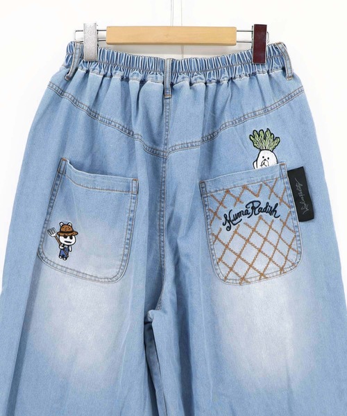 ScoLar(スカラー)の「362121:虚無ウサギ&かご入り大根刺繍 冷感デニムパンツ(デニムパンツ・レディース・ネイビー/サックスブルー・M)」の10枚目の写真