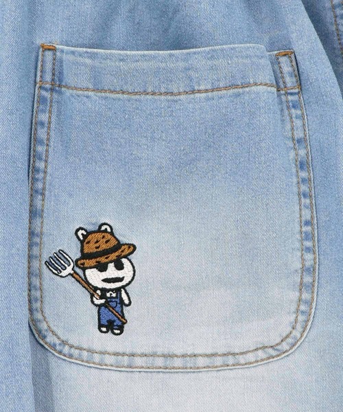 ScoLar(スカラー)の「362121:虚無ウサギ&かご入り大根刺繍 冷感デニムパンツ(デニムパンツ・レディース・ネイビー/サックスブルー・M)」の11枚目の写真