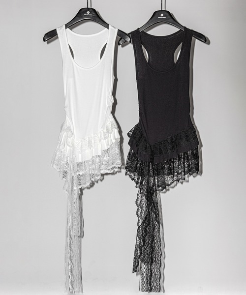 me+em select(ミームセレクト)の「【 2color 】レースフリルアシンメトリータンクトップ /lace frill asymmetry tank top(タンクトップ・レディース・ホワイト/ブラック・FREE)」の20枚目の写真