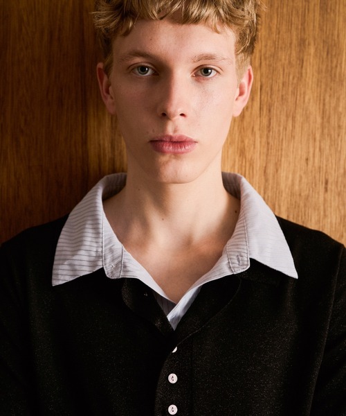 CAMPHOR WOOD(カンファーウッド)の「STRIPE SHIRT LAYERED LAME KNIT H/S SHIRTS / ストライプシャツドッキングラメニットポロシャツ(シャツ/ブラウス・メンズ・ホワイト/ブラック・MEDIUM/LARGE)」の12枚目の写真