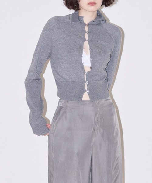 EDIT. FOR LULU(エディットフォールル)の「【HELLA for LULU】 High Neck Knit Cardigan(カーディガン/ボレロ・レディース・アイボリー/ホワイト/チャコールグレー・FREE)」の1枚目の写真