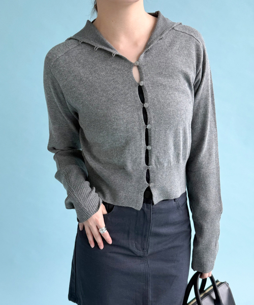 EDIT. FOR LULU(エディットフォールル)の「【HELLA for LULU】 High Neck Knit Cardigan(カーディガン/ボレロ・レディース・アイボリー/ホワイト/チャコールグレー・FREE)」の7枚目の写真