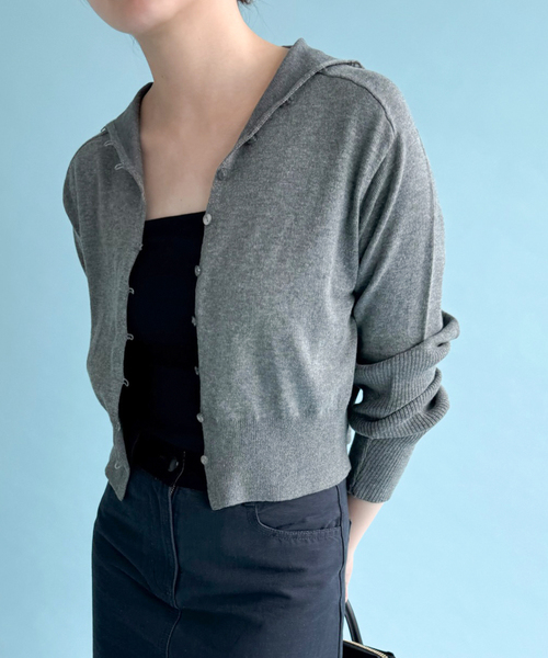 EDIT. FOR LULU(エディットフォールル)の「【HELLA for LULU】 High Neck Knit Cardigan(カーディガン/ボレロ・レディース・アイボリー/ホワイト/チャコールグレー・FREE)」の9枚目の写真
