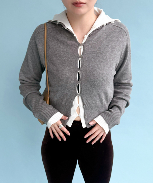 EDIT. FOR LULU(エディットフォールル)の「【HELLA for LULU】 High Neck Knit Cardigan(カーディガン/ボレロ・レディース・アイボリー/ホワイト/チャコールグレー・FREE)」の12枚目の写真