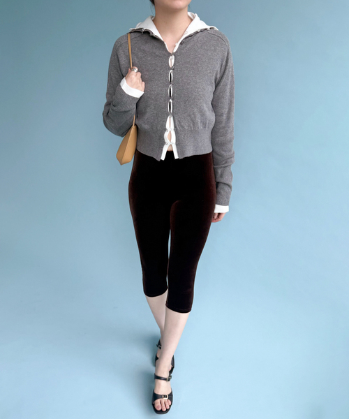 EDIT. FOR LULU(エディットフォールル)の「【HELLA for LULU】 High Neck Knit Cardigan(カーディガン/ボレロ・レディース・アイボリー/ホワイト/チャコールグレー・FREE)」の13枚目の写真