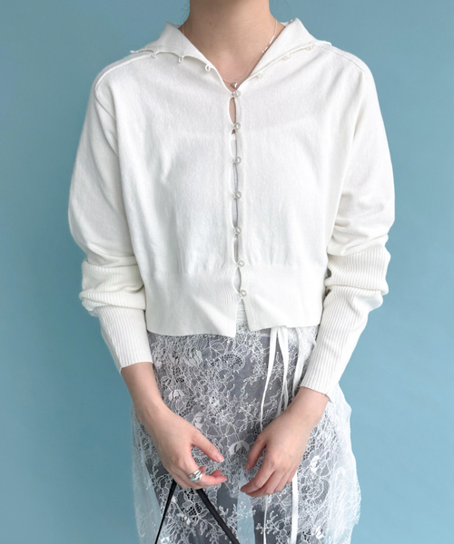 EDIT. FOR LULU(エディットフォールル)の「【HELLA for LULU】 High Neck Knit Cardigan(カーディガン/ボレロ・レディース・アイボリー/ホワイト/チャコールグレー・FREE)」の17枚目の写真