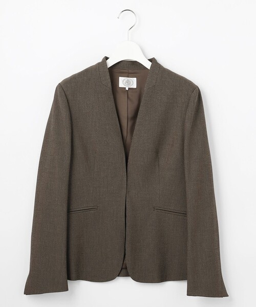 J.PRESS(ジェイプレス)の「【定番人気・セットアップ対応】T/R アルガンシルク ノーカラー ジャケット(ノーカラージャケット・レディース・ダークブラウン系/ネイビー系1・9/11/13/7)」の8枚目の写真
