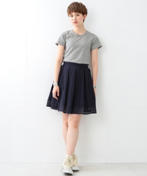 Ray BEAMS（レイビームス）の「Ray BEAMS / スクエアレース タックスカート（スカート・レディース・ホワイト/ネイビー・1/0）」の6枚目の写真