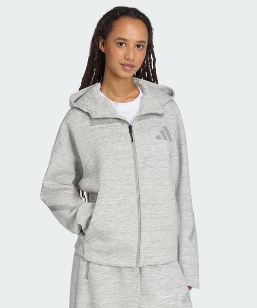 adidas(アディダス)の「adidas Z.N.E.プレミアム フルジップ パーカー / アディダス adidas(パーカー・レディース・グレー・XX-LARGE/LARGE/MEDIUM/SMALL/X-LARGE/X-SMALL)」の3枚目の写真