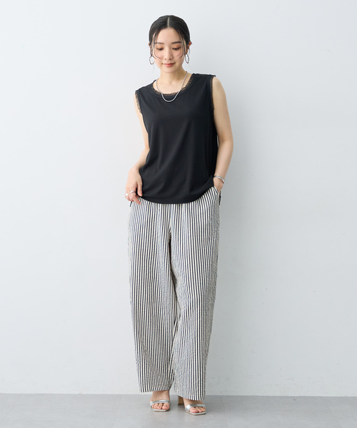 anyfee(エニフィー)の「【anyfee/大きいサイズ】シアーチュールトリミングノースリーブトップス(Tシャツ/カットソー・レディース・アイボリー/ブラック・5L/LL/3L/4L)」の19枚目の写真