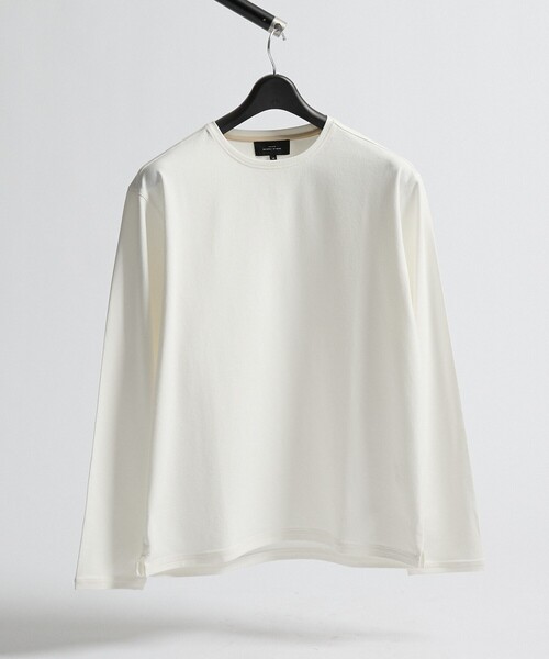 ABAHOUSE(アバハウス)の「コットンフラノ クルーネック 長袖Tシャツ / ストレッチ(Tシャツ/カットソー・メンズ・ブラック/ホワイト/ライトグレー・44/46/50/48)」の1枚目の写真