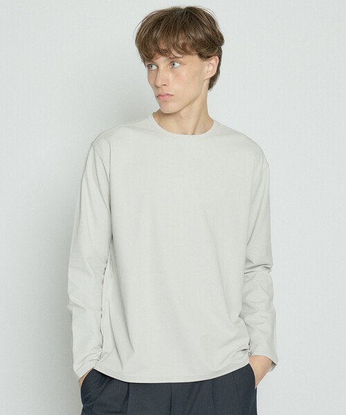 ABAHOUSE(アバハウス)の「コットンフラノ クルーネック 長袖Tシャツ / ストレッチ(Tシャツ/カットソー・メンズ・ブラック/ホワイト/ライトグレー・44/46/50/48)」の3枚目の写真