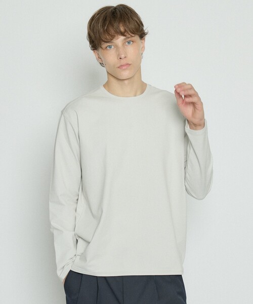 ABAHOUSE(アバハウス)の「コットンフラノ クルーネック 長袖Tシャツ / ストレッチ(Tシャツ/カットソー・メンズ・ブラック/ホワイト/ライトグレー・44/46/50/48)」の7枚目の写真