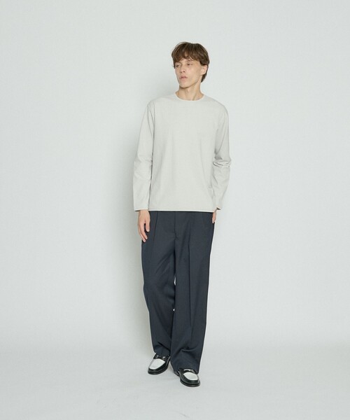 ABAHOUSE(アバハウス)の「コットンフラノ クルーネック 長袖Tシャツ / ストレッチ(Tシャツ/カットソー・メンズ・ブラック/ホワイト/ライトグレー・44/46/50/48)」の6枚目の写真