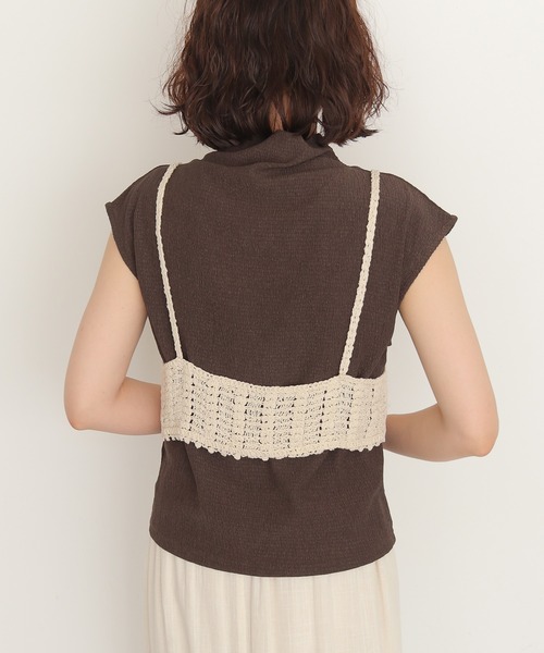 cheriella(シェリエラ)の「【cheriell】透かし編みニットビスチェ OPENWORK KNIT BUSTIER(キャミソール・レディース・ブラック/アイボリー・FREE)」の7枚目の写真