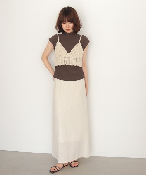 cheriella(シェリエラ)の「【cheriell】透かし編みニットビスチェ OPENWORK KNIT BUSTIER(キャミソール・レディース・ブラック/アイボリー・FREE)」の9枚目の写真