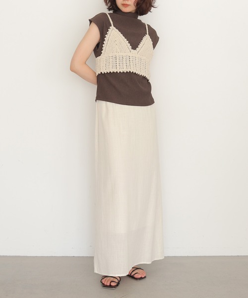 cheriella(シェリエラ)の「【cheriell】透かし編みニットビスチェ OPENWORK KNIT BUSTIER(キャミソール・レディース・ブラック/アイボリー・FREE)」の12枚目の写真