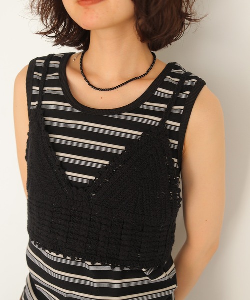 cheriella(シェリエラ)の「【cheriell】透かし編みニットビスチェ OPENWORK KNIT BUSTIER(キャミソール・レディース・ブラック/アイボリー・FREE)」の20枚目の写真
