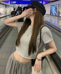 ショート丈 カットオフ メローヘム Tシャツ トップス