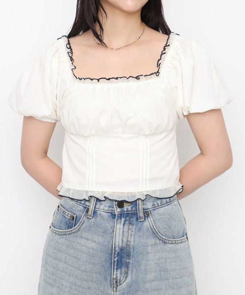PUNYUS(プニュズ)の「【NEW SIZE】パフスリーブブラウス(シャツ/ブラウス・レディース・オフホワイト/ネイビー・1/5/4/3/2)」の1枚目の写真
