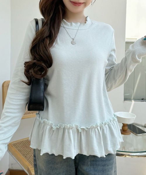 Ada.(エイダ)の「メロウフリル ペプラム ロングスリーブ カットソー(Tシャツ/カットソー・レディース・ブルー/ピンク/ホワイト・FREE)」の12枚目の写真
